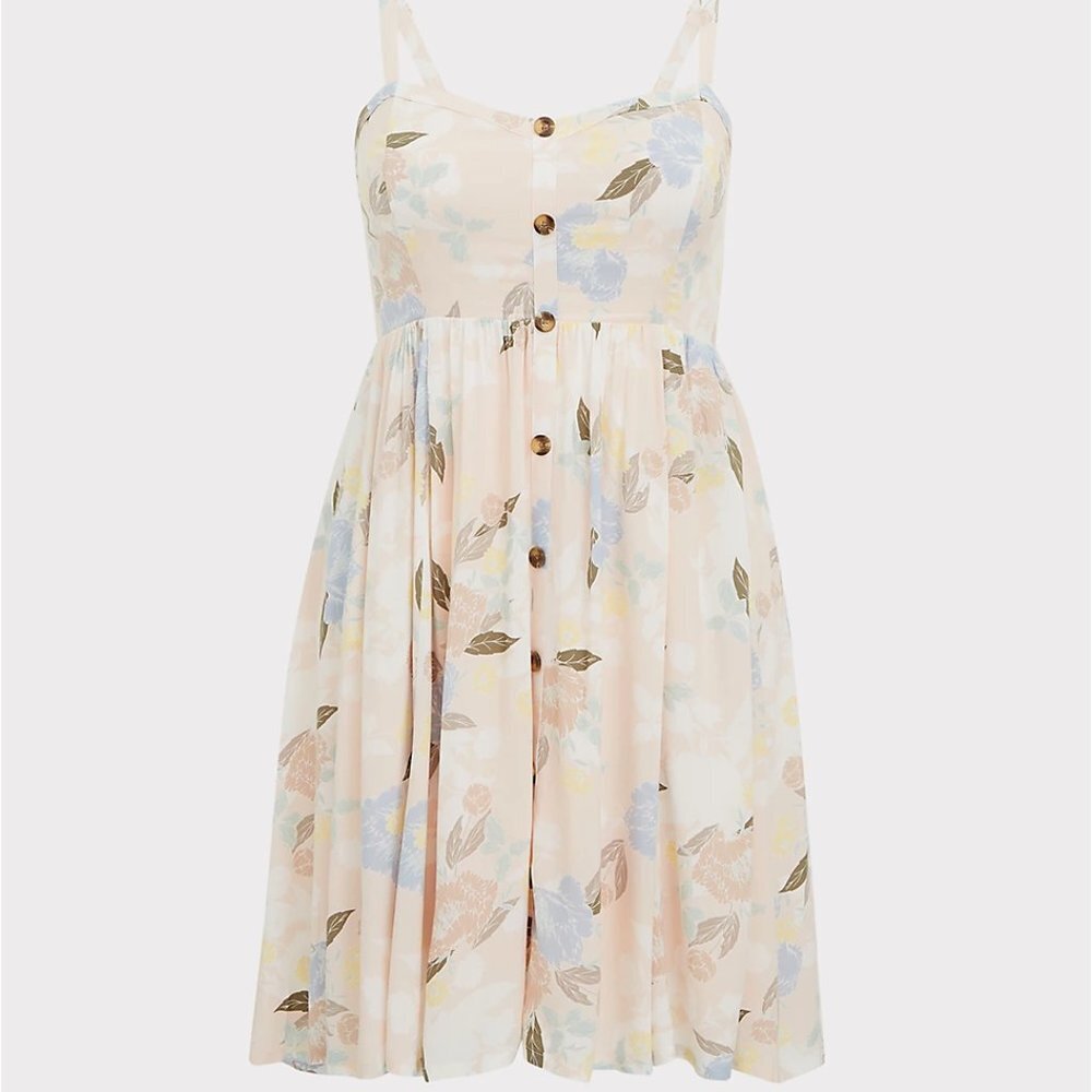 ๐3X LIGHT PINK FLORAL CHALLIS BUTTON HI-LO DRESS 3x - Picture 4 of 6